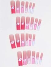 Load image into Gallery viewer, Lippie | 2XL Square Pink Kissy Lip Design Nails
