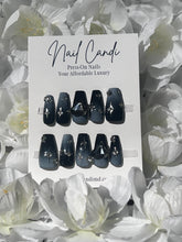 Load image into Gallery viewer, Handmade Blue Black Ombre Charm Nails
