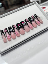Load image into Gallery viewer, Handmade 1035 | XL Black French Kuromi Nails