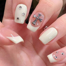 Load image into Gallery viewer, Cream Soda | Short Coffin Cross Charm Nails
