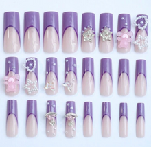 Load image into Gallery viewer, Eldorado | XL Purple French Charm Nails
