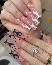 Load image into Gallery viewer, Haute | Black &amp; White Matte Flame Nails
