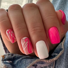 Load image into Gallery viewer, Ladies Night | Short Pink &amp; White Nails
