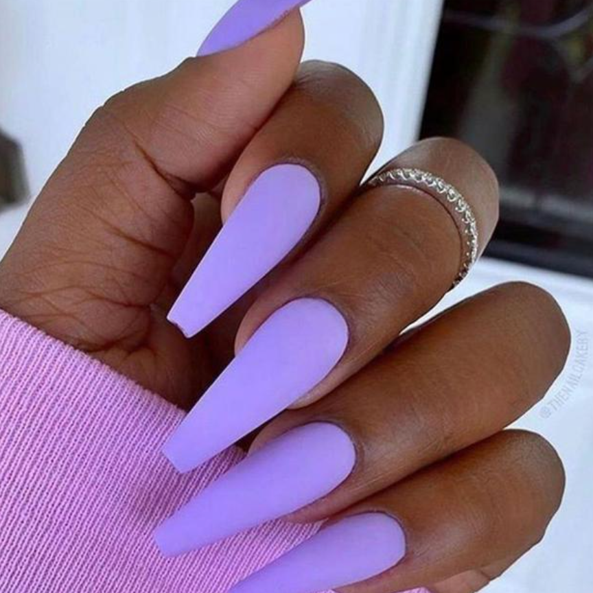 Matte Pearl Solid Light Purple Nails