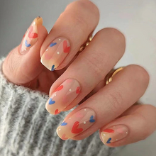 Load image into Gallery viewer, Rae | Short Multi-Color Heart Nails
