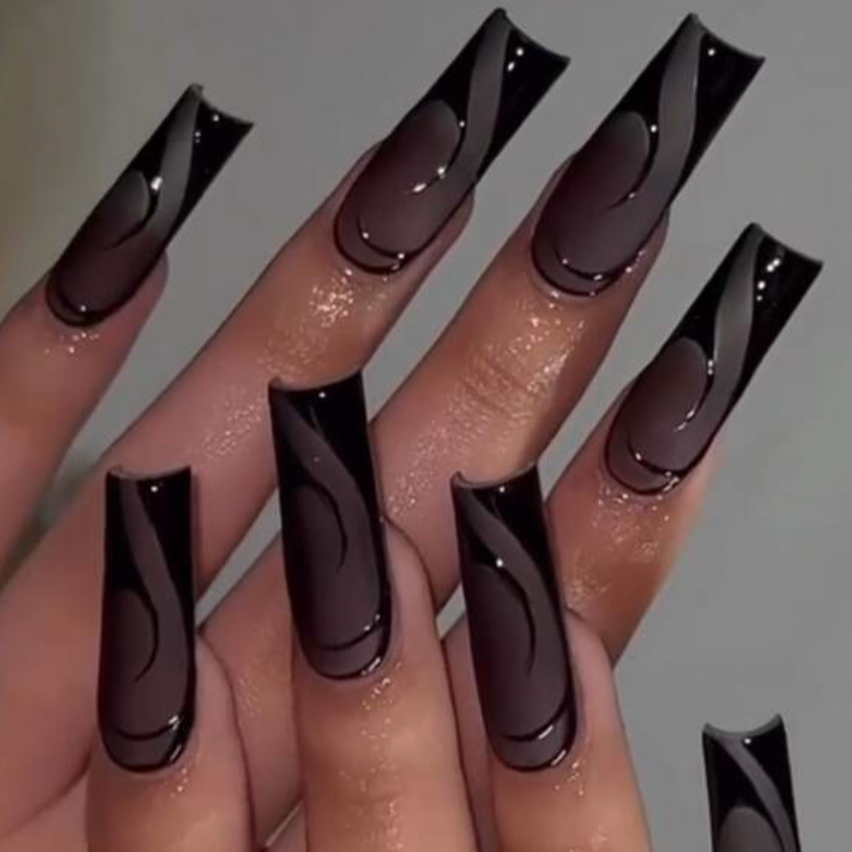 Long black acrylic online nails