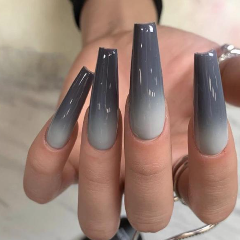 Yesenia  Grey Ombre Nails
