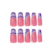 Load image into Gallery viewer, Aaliyah | Half Pink Half Purple Heart Nails
