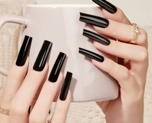 Load image into Gallery viewer, Apollo | Extra Long Tapered Square Black Nails
