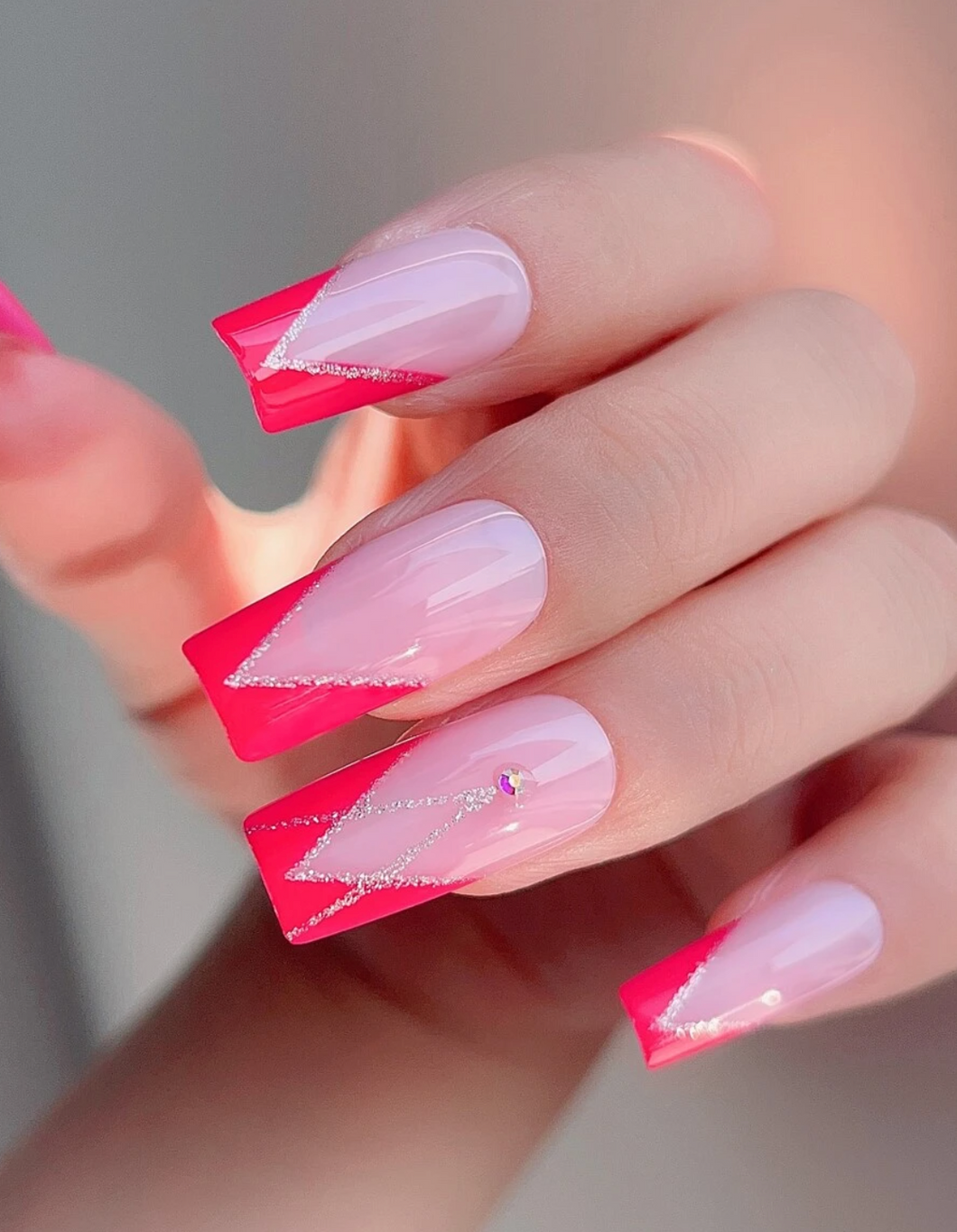 Clarissa | Long Pink V French Nails
