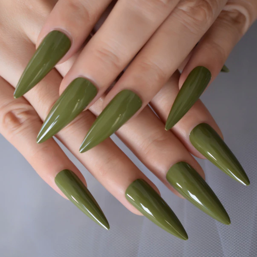 Olive Green Stiletto Olive Green Stiletto Nails