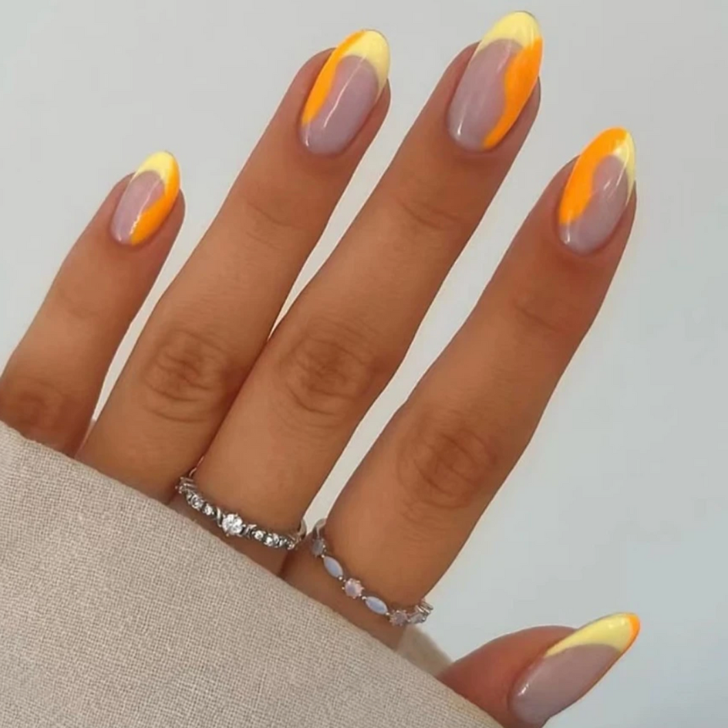 Oyo | Short Orange Yellow Neon Nails