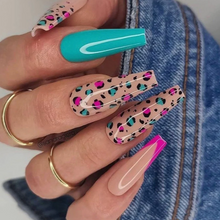 Load image into Gallery viewer, Baby Cub | Pink Teal Leopard Nails
