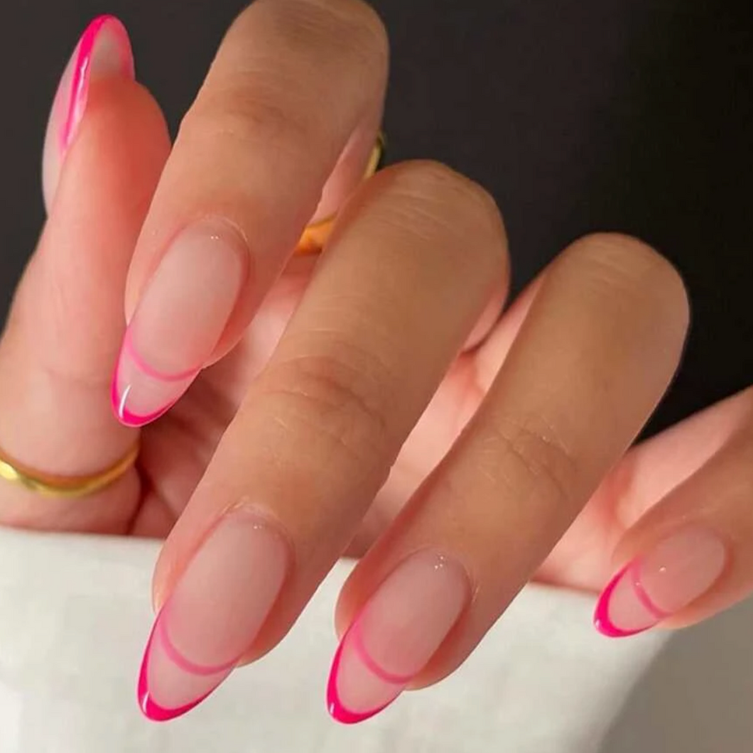 Kate | Pink Negative French Almond Nails