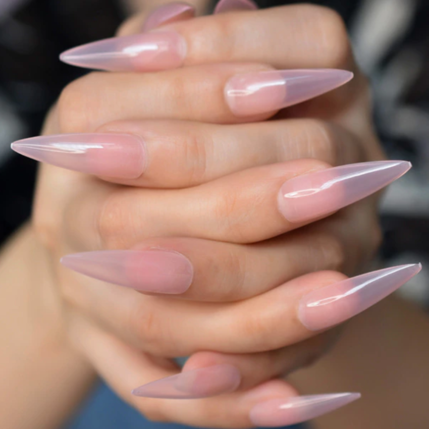 Sheer Pink Stiletto | Sheer Baby Pink Stiletto Nails