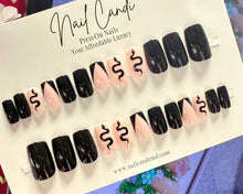 Load image into Gallery viewer, Slither | Medium Square Black Snake Nails
