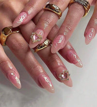 Load image into Gallery viewer, Paris | Stiletto Pink Rhinestone Nails
