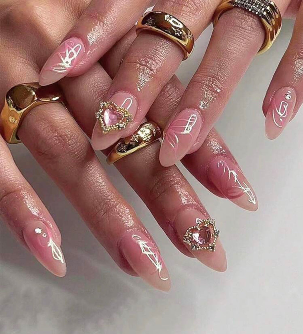 Paris | Stiletto Pink Rhinestone Nails