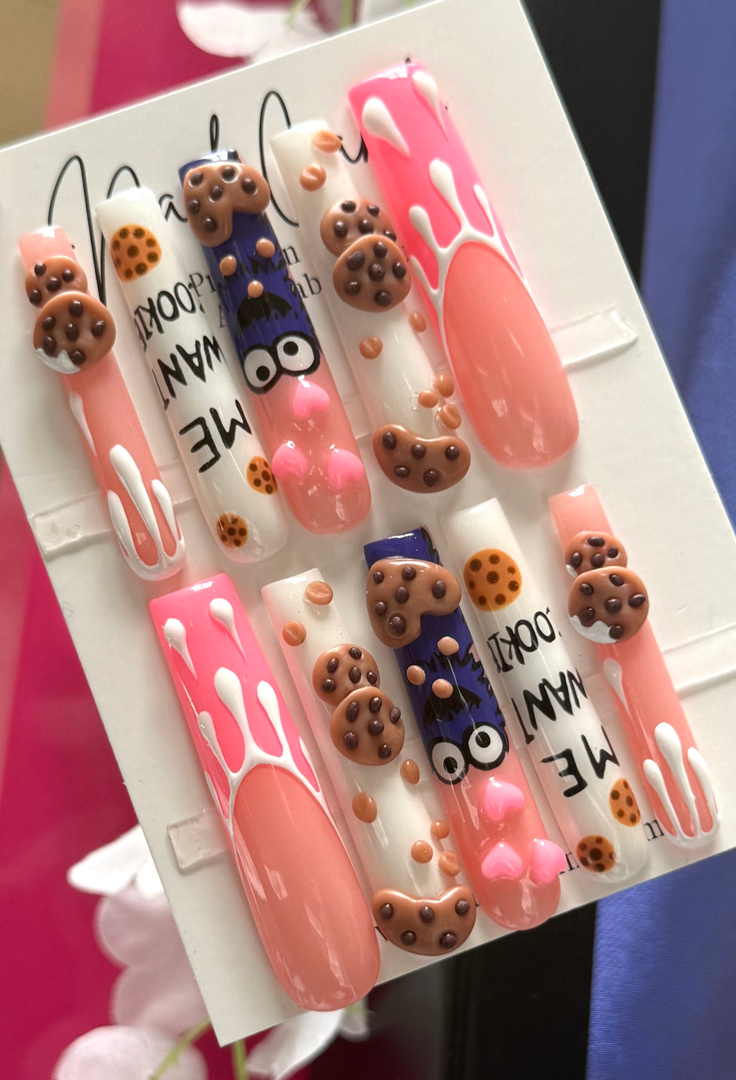 Handmade *Eat Me* Cookie Monster Nails