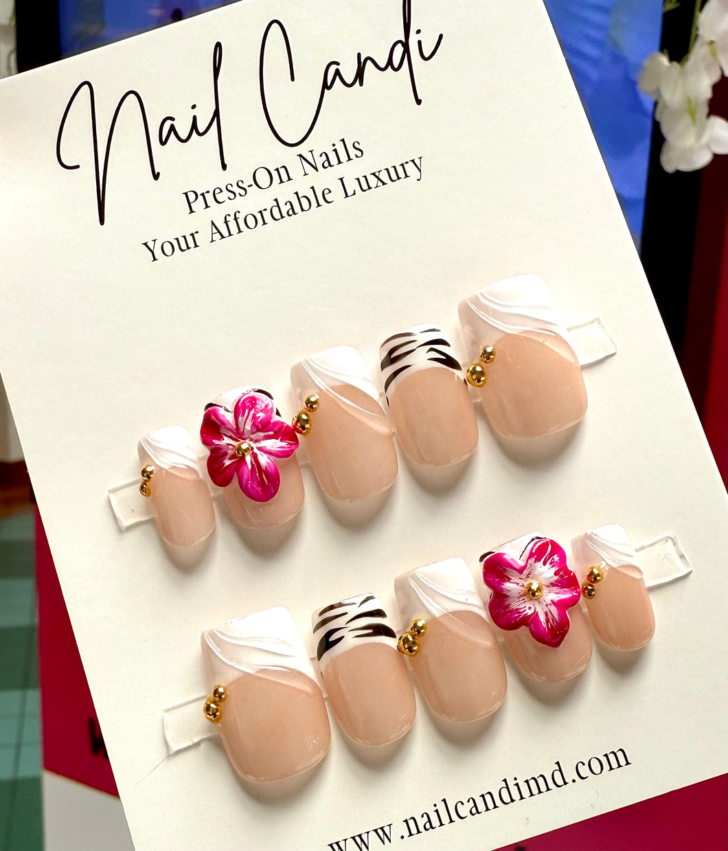 Handmade Zebra Accent French Nails