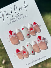 Load image into Gallery viewer, Handmade White &amp; Red Heart Gel Nails
