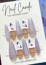 Load image into Gallery viewer, Handmade Long Stiletto Lilac Cateye Bangle Nails
