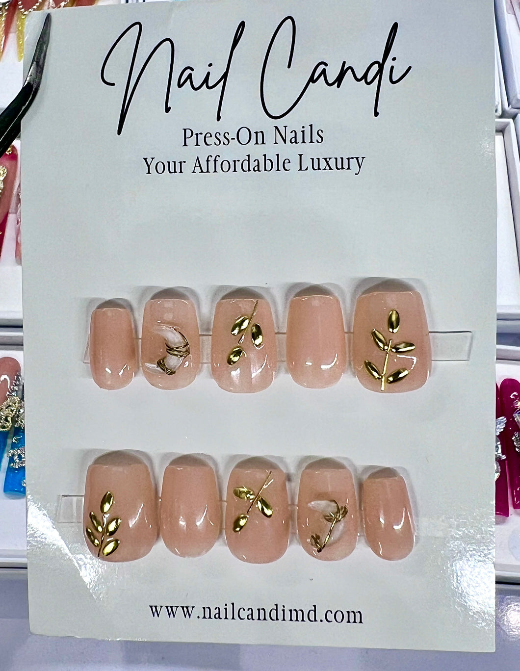 Handmade Short Nude Crescent Iridescent Nails