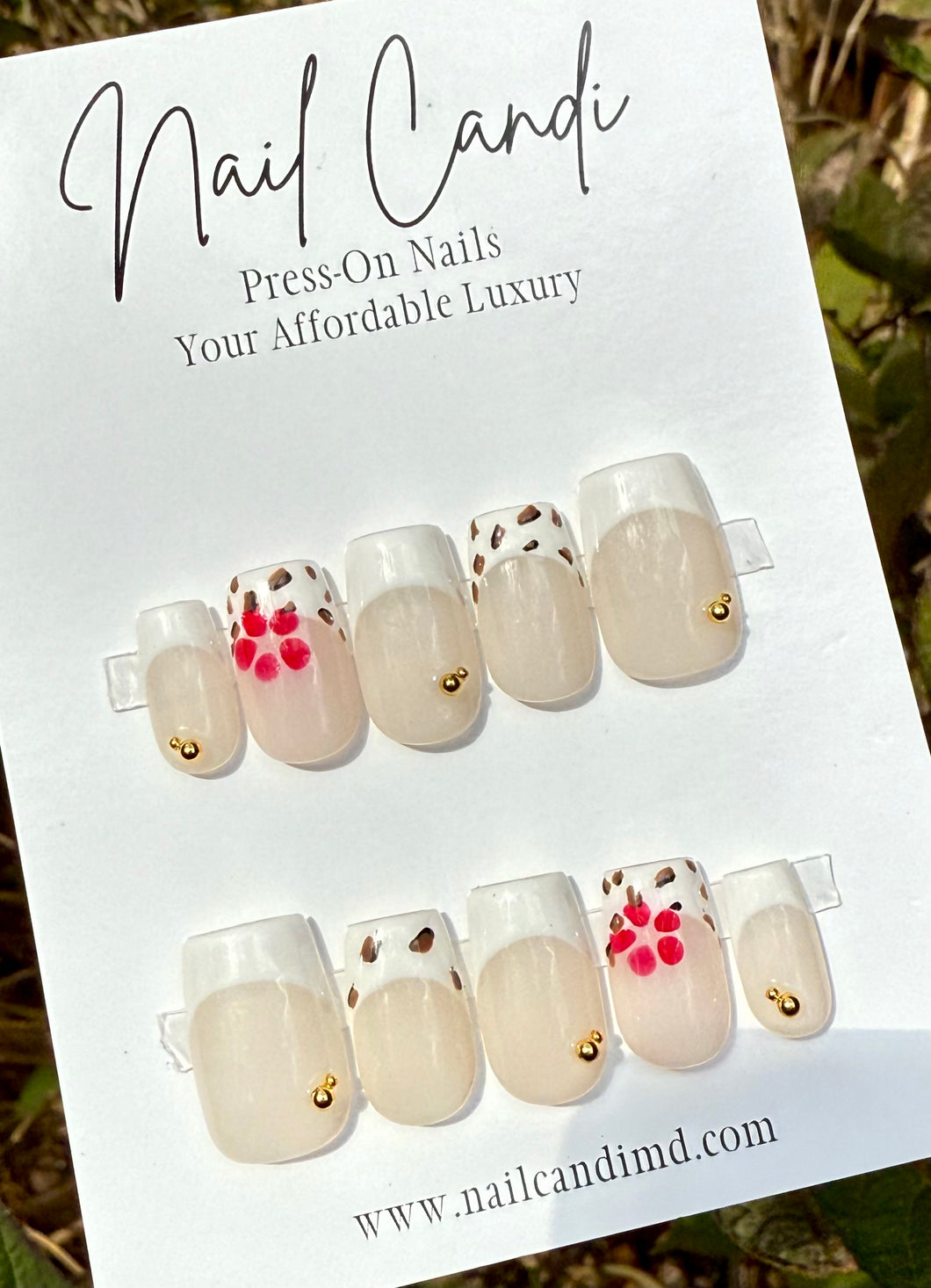 Handmade Medium Square French White Base Nails