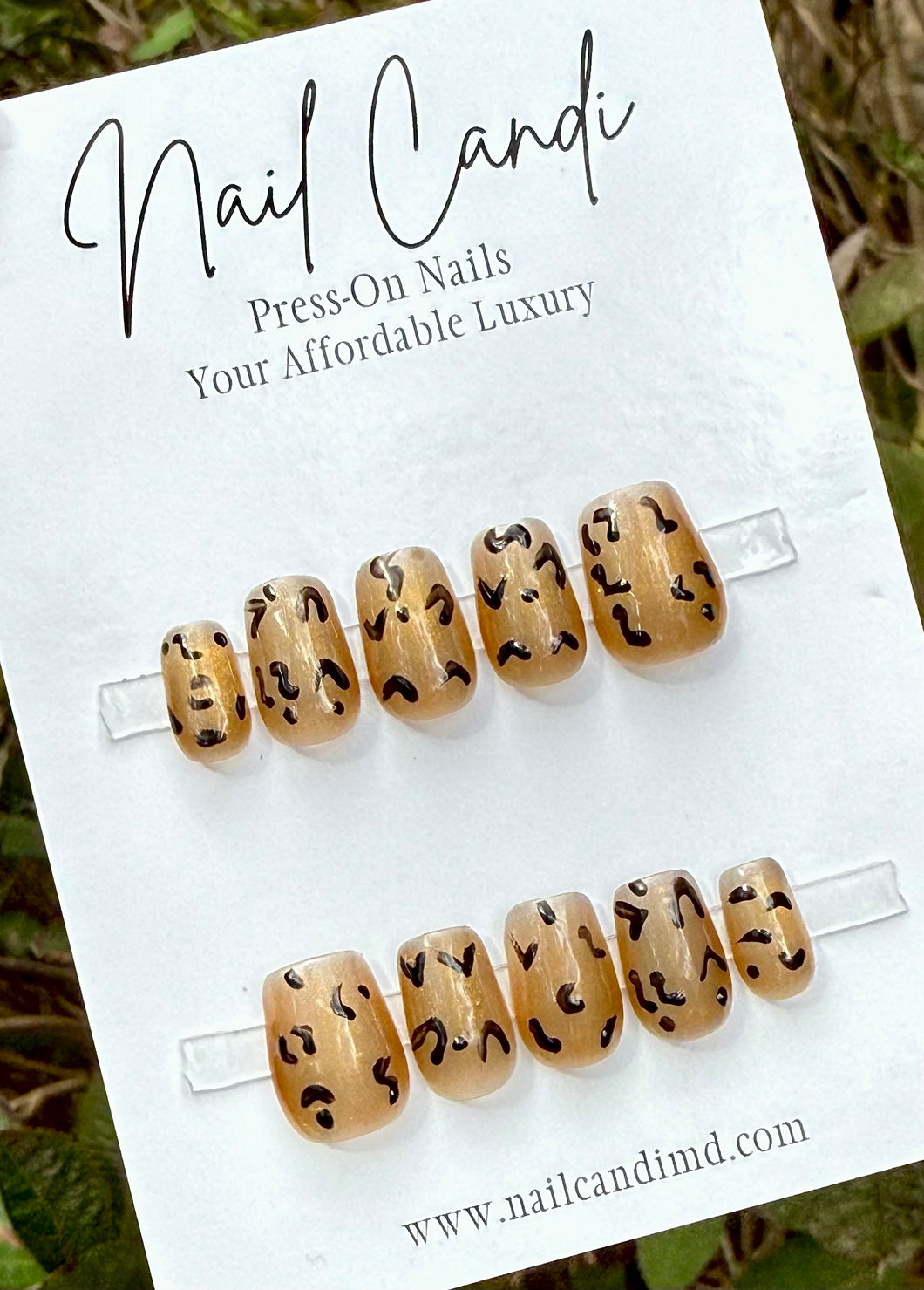 Handmade Short Square Cheetah Print Nails