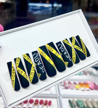 Load image into Gallery viewer, Handmade 1020 | Black Caution Tape Nails
