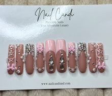 Load image into Gallery viewer, Handmade Pink French Coquette 3D Nails
