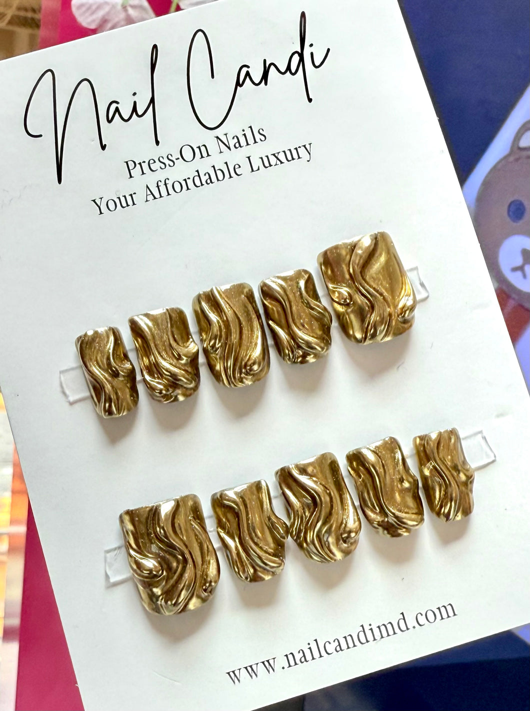 Handmade 3D Gold Chrome Nails