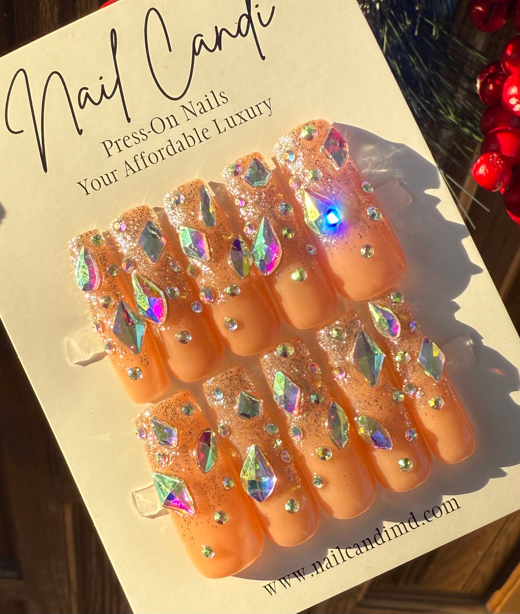 Handmade XL Square Bling Nails