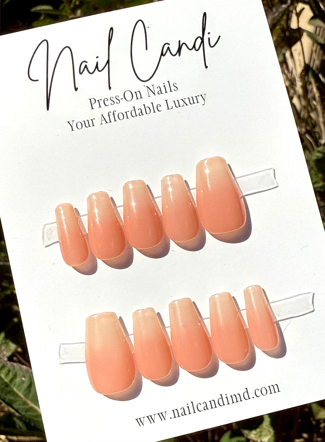 Handmade Medium Coffin Solid Nude Ombre Nails