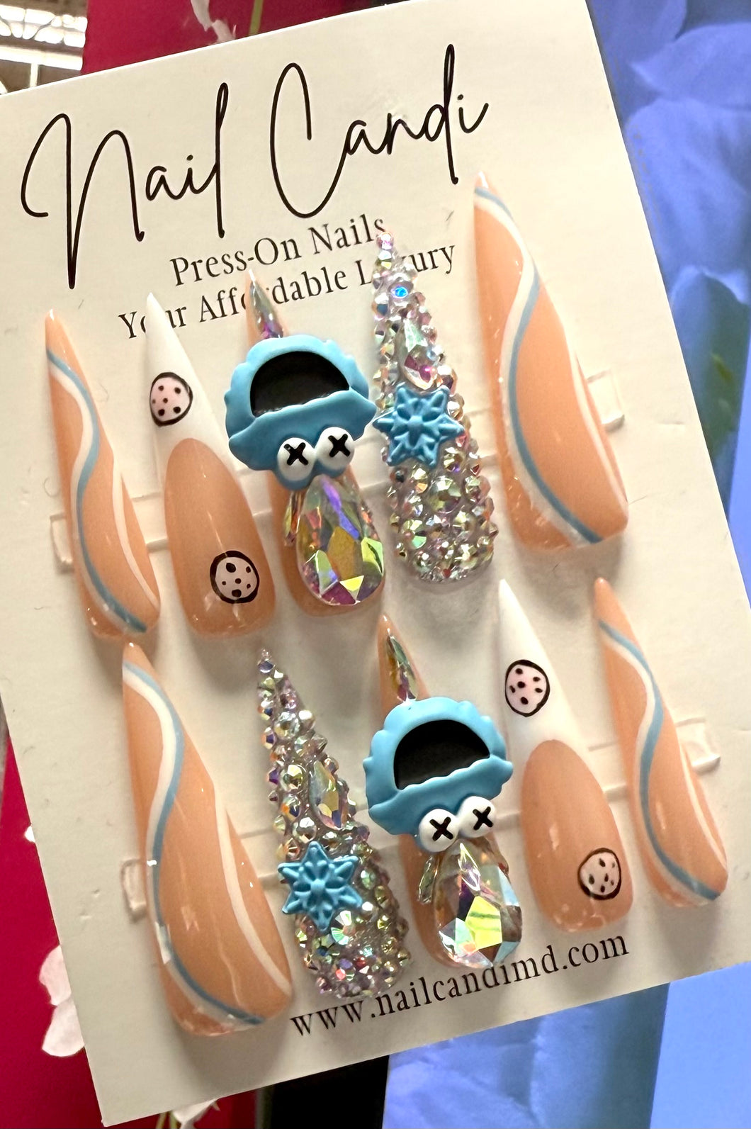 Handmade *Cookie* Sharp Stiletto Cartoon Nails