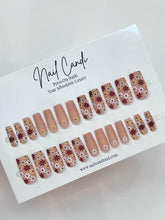 Load image into Gallery viewer, Geranium | Long Matte Nude Brown Flower Nails
