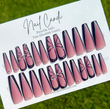 Load image into Gallery viewer, Pupa | Long Coffin Black Butterfly Nails
