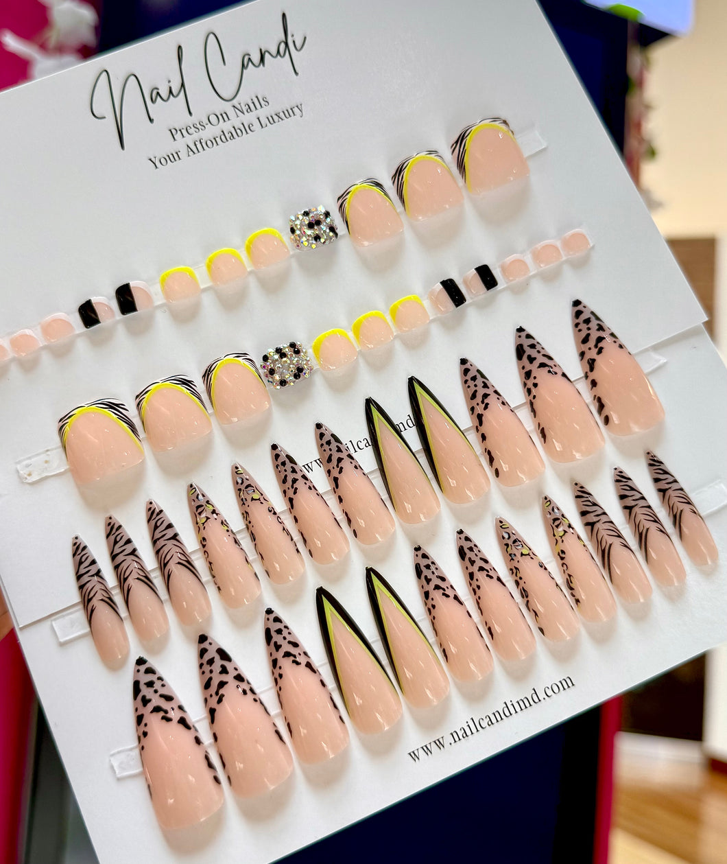 Cholula | Long Stiletto Neon Leopard Set