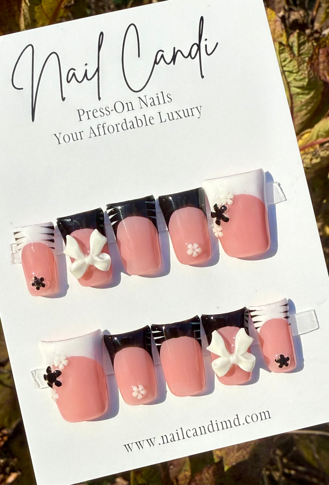 Handmade Black & White French Duck Nails