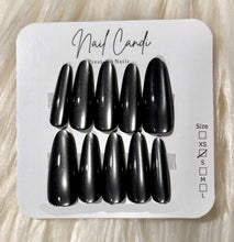 Load image into Gallery viewer, Semi-Handmade Long Smoke Gray Cateye Nails
