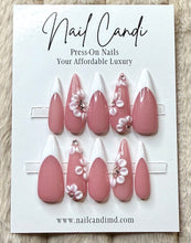 Load image into Gallery viewer, Handmade Stiletto French Sculpted Flower Nails
