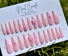 Load image into Gallery viewer, Ethereal | Long Coffin French Pink Coquette Nails
