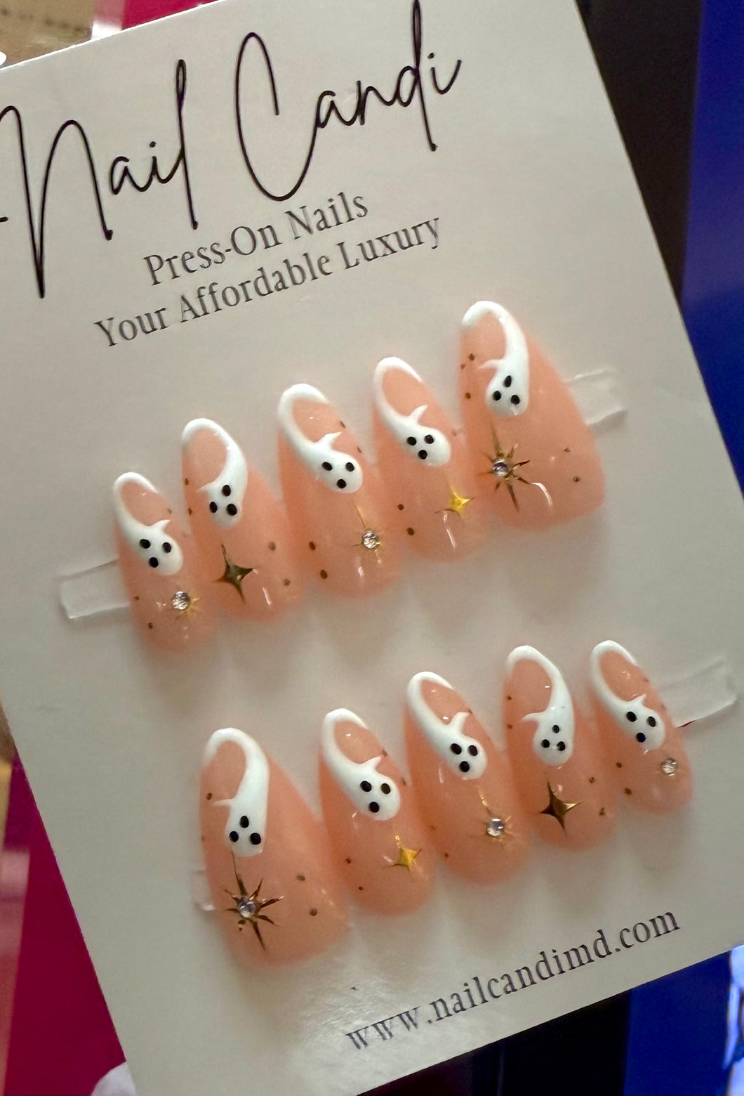 Handmade Medium Almond French Ghost Nails