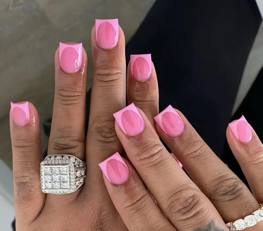Hot Pink French | Short Pink French Nails