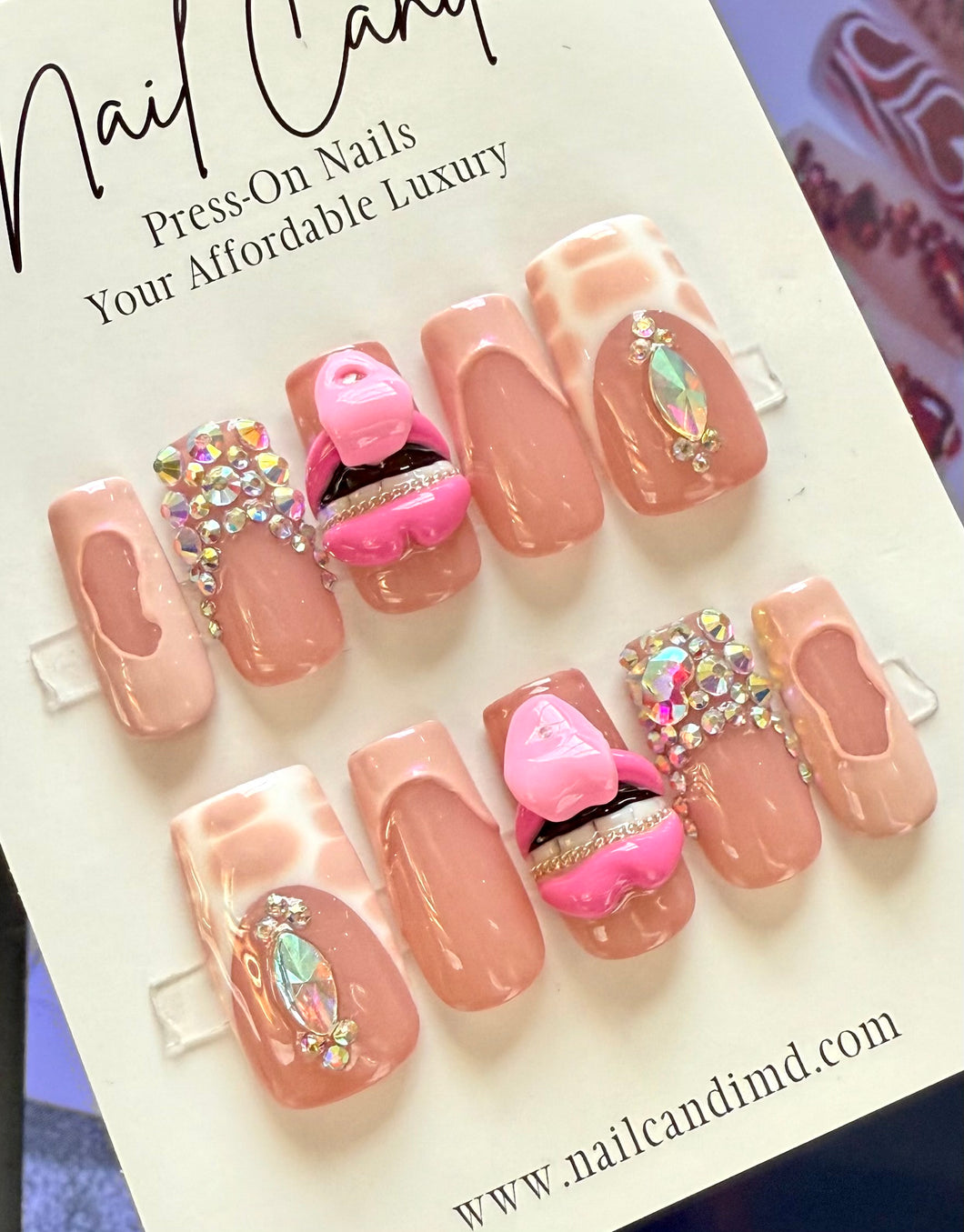 Handmade Sculpted Lip & Pierced Tongue Nails