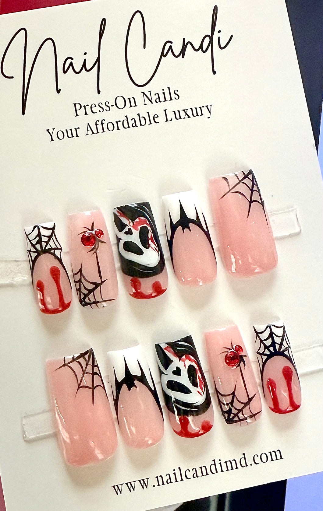 Handmade Halloween Ghost Face Square Nails