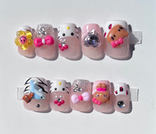 Load image into Gallery viewer, Handmade Short Hello Kitty Inspired Nails
