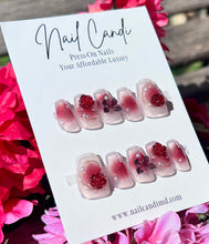 Load image into Gallery viewer, Handmade | Short Red Rose Charm Nails
