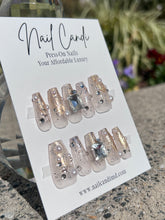Load image into Gallery viewer, Handmade Long Coffin Gold Silver Pearl Nails

