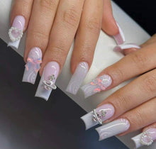 Load image into Gallery viewer, Pretty Please | XL Square Frost White French Nails
